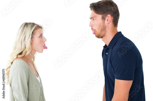 Childish couple having an argument