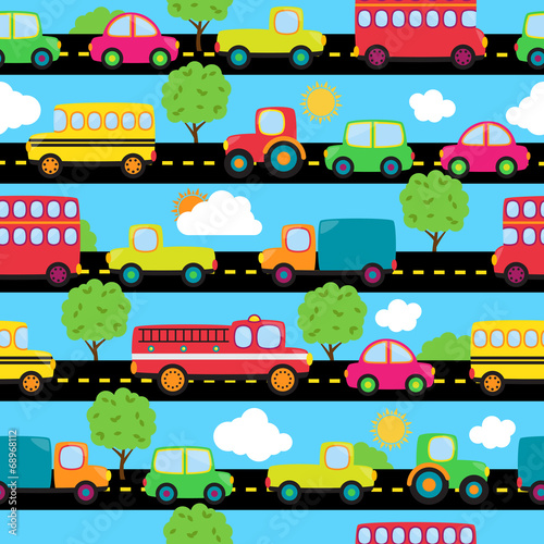 Transportation Themed Seamless Tileable Background Pattern