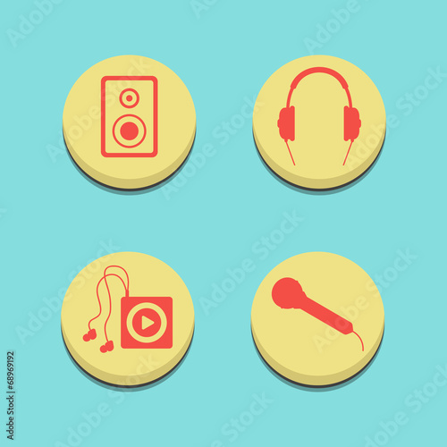musical buttons on blue background