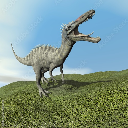 Suchomimus dinosaur roaring - 3D render © Elenarts