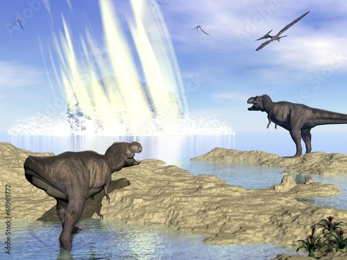 End of dinosaurs due to meteorite impact in Yucatan, Mexico - 3D photo