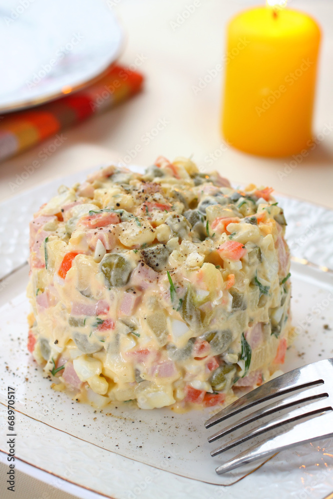 Russian traditional salad Olivier Russian traditional salad Olivier