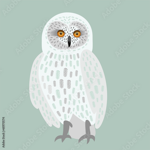 white owl decorative with big eyes isolated