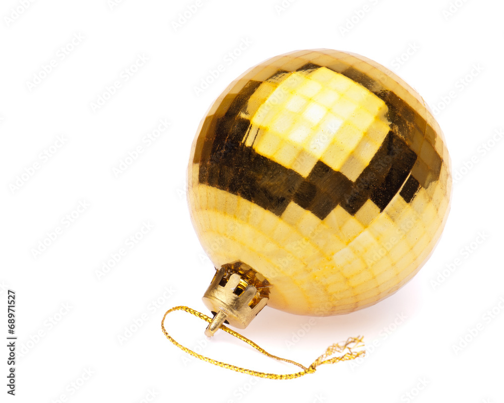 yellow christmas ball on white background yellow christmas ball on white background