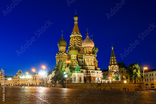 Night view of Saint Basil's Cathedral in Moscow. Russia