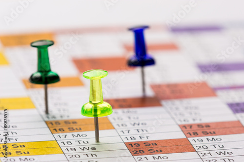 Pins on calendar