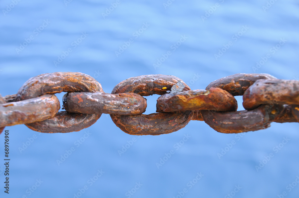 Chain damaged from many rust, An Old Rusty Naval Chain Chain damaged from many rust, An Old Rusty Naval Chain
