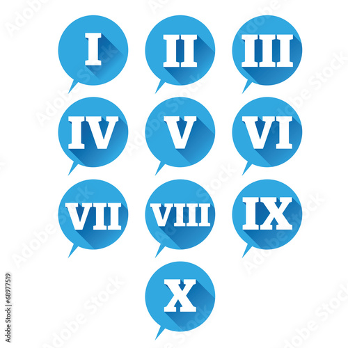 Numbers set. Vector flat design roman numeral