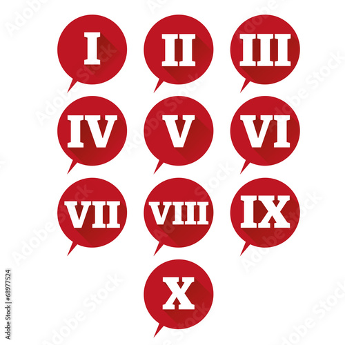 Numbers set. Vector flat design roman numeral