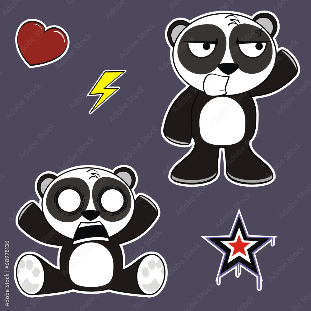 panda bear cartoon isolated set pack04