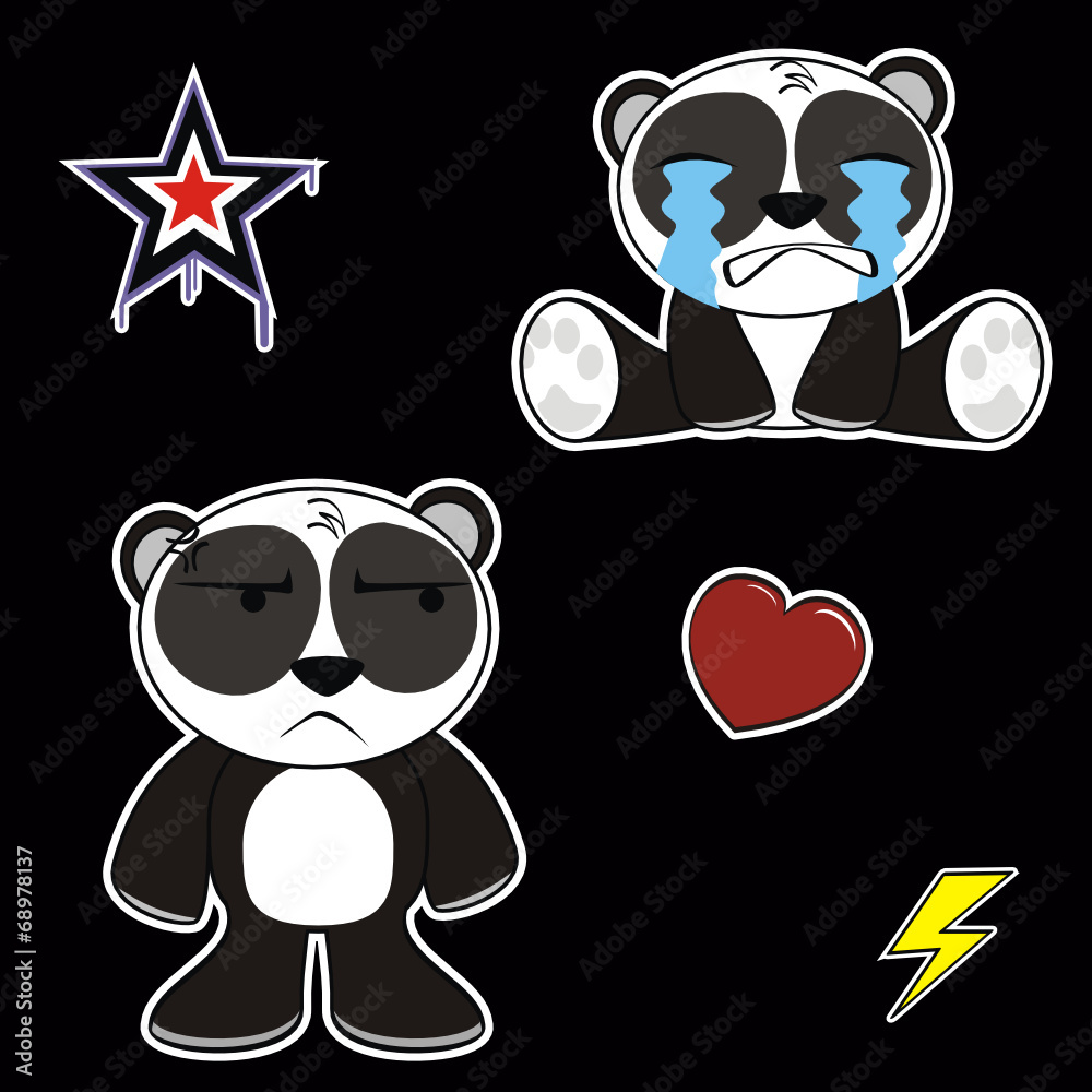 panda bear cartoon isolated set pack03 panda bear cartoon isolated set pack03