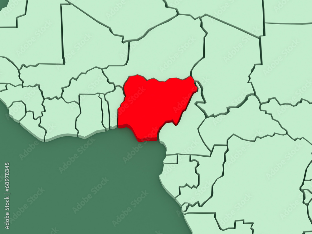 Fototapeta premium Map of worlds. Nigeria.