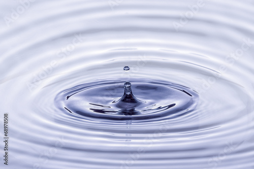 Water drop close up with concentric ripples