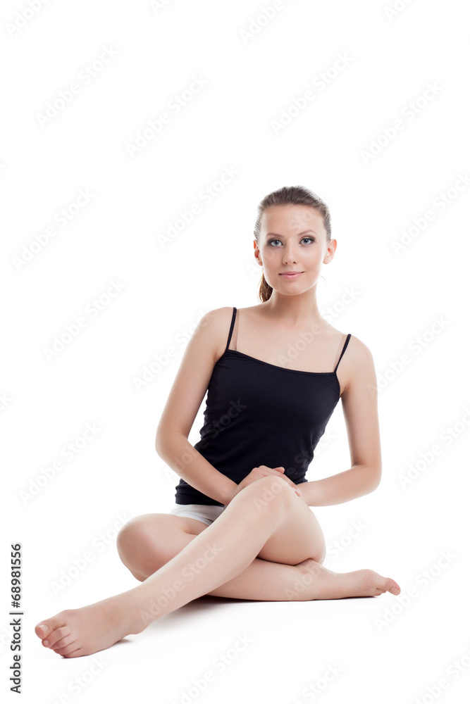 Smiling woman in casual clothes, isolated on white Smiling woman in casual clothes, isolated on white