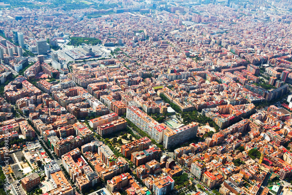 Barcelona from helicopter. Sants  district