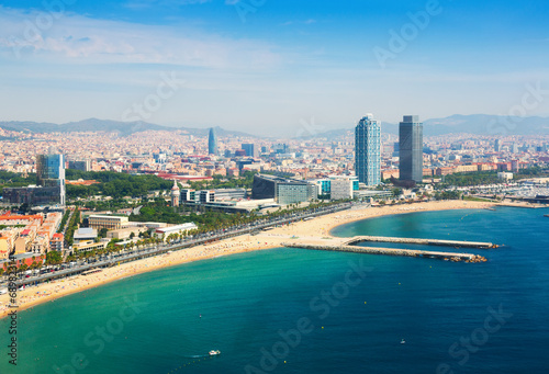 aerial view of Barcelona from Mediterranean