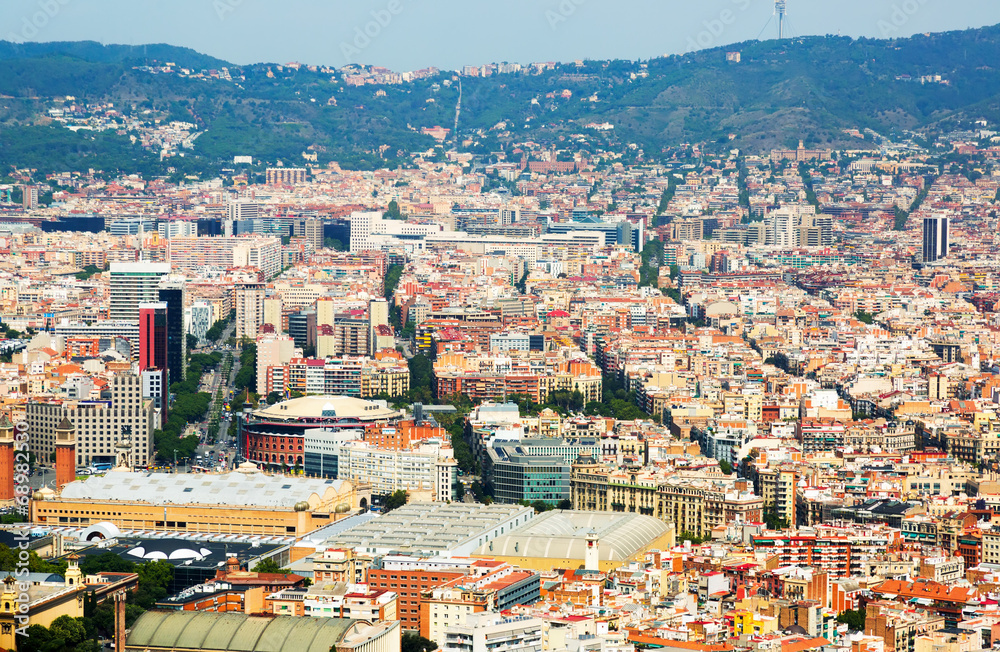 Aerial view of Sants-Montjuic  district. Barcelona