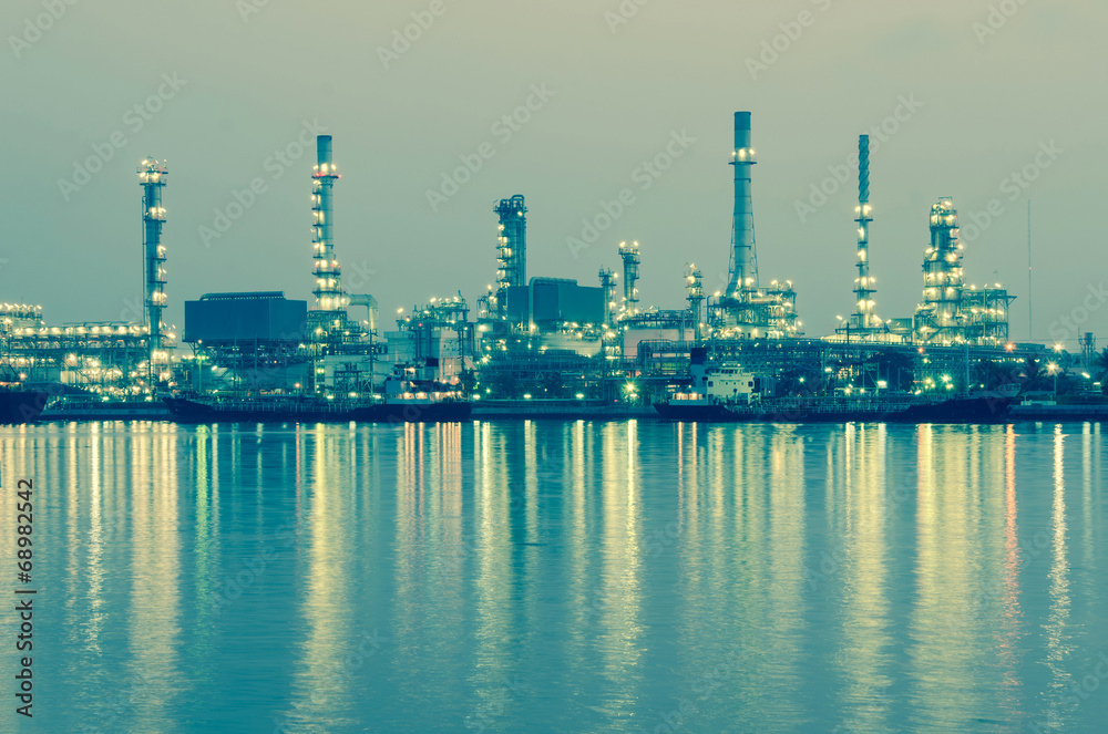 Oil refinery factory at twilight Bangkok Thailand