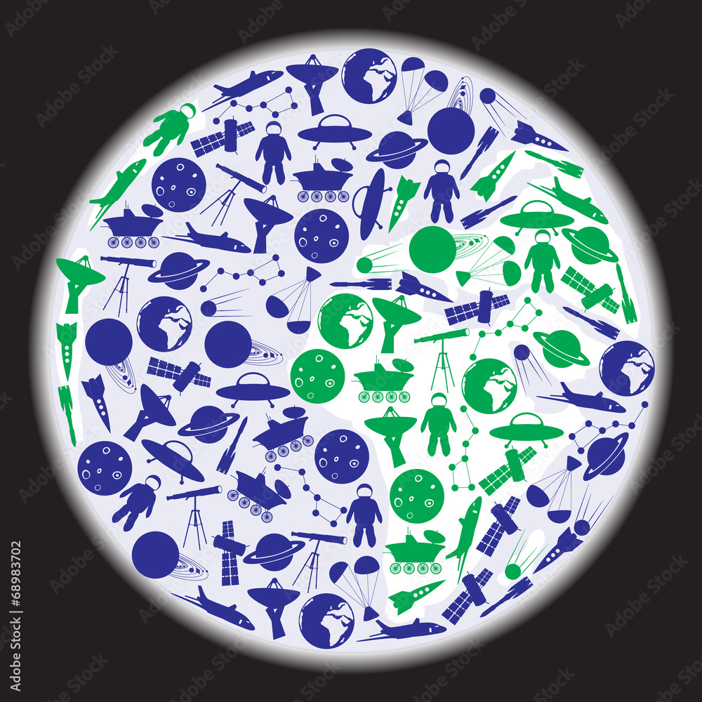 Naklejka premium space icons in earth shape eps10