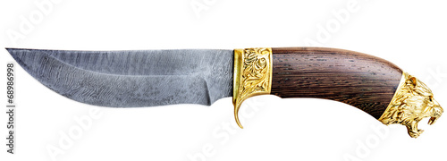 Canvastavla Knife of Damascus steel isolated on white