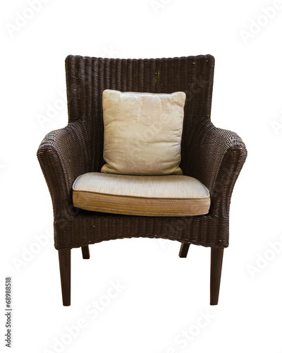 Rattan armchair furniture. Interior of a living room