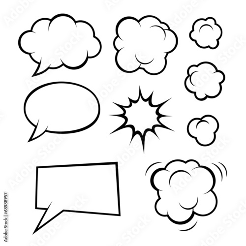 Set of Comic Bubbles and Elements. Vector