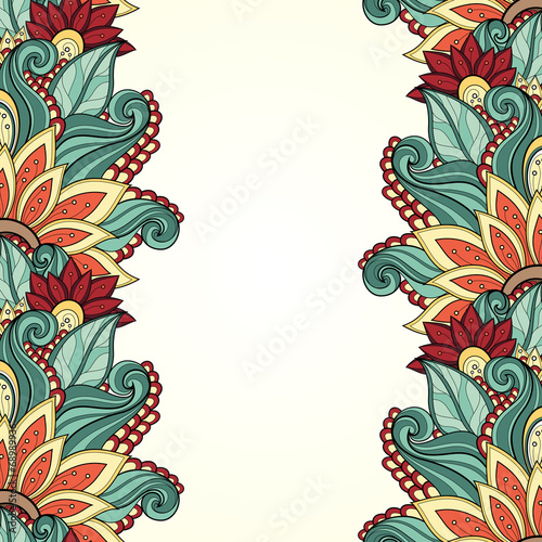Vector Colored Floral Background. Hand Drawn Texture with Flower