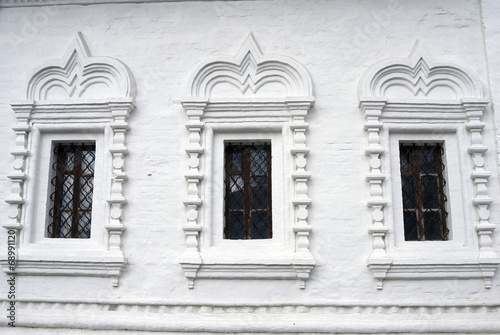 Old orthodox church windows. Kremlin in Kolomna, Russia.