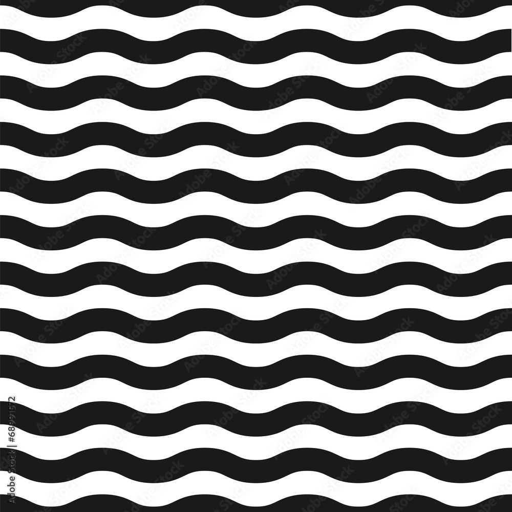 Seamless black and white wave pattern