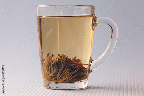 cup of green tea, white background