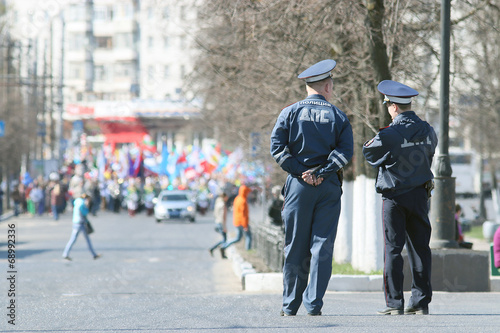 May Day demonstration and people on the street 