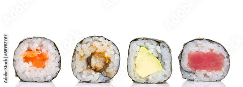 Little sushi maki roll isolated on white background