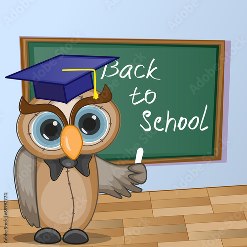 Cartoon Owl wrote in classroom