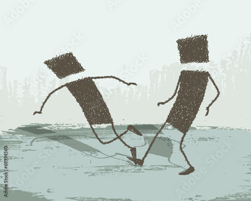 Illustration with two people, it puts a tripped the other