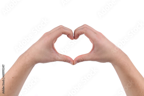 Male hands in the form of heart.