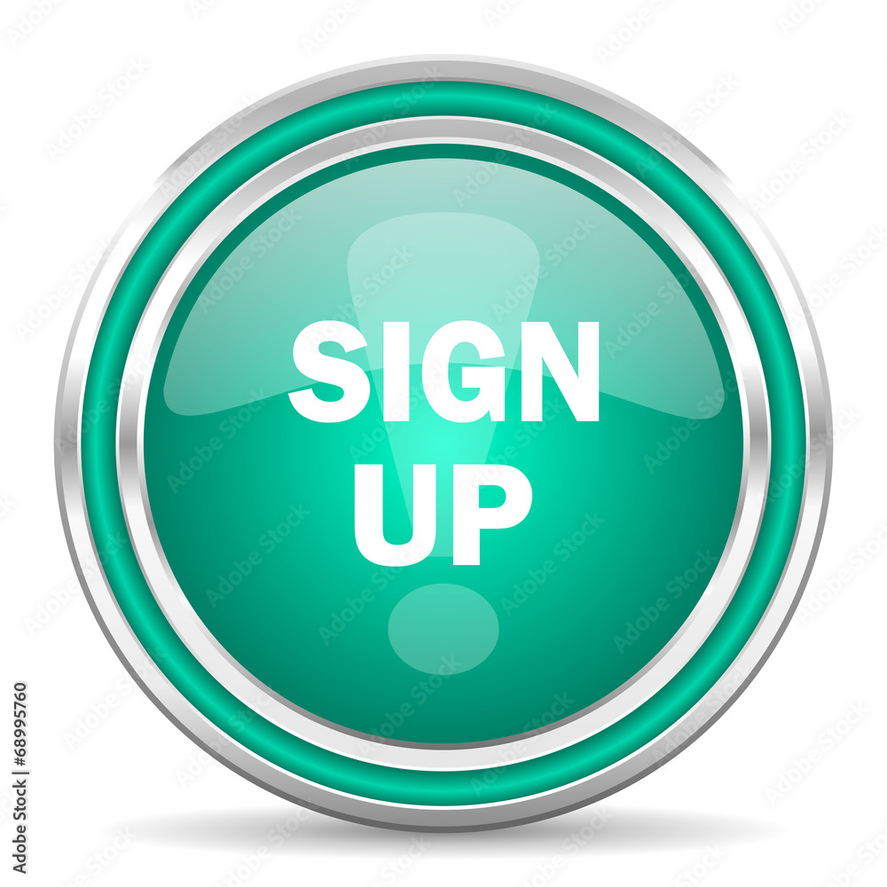 sign up green glossy web icon