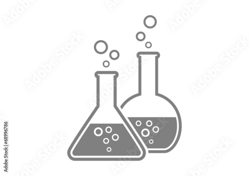 Grey laboratory glass on white background