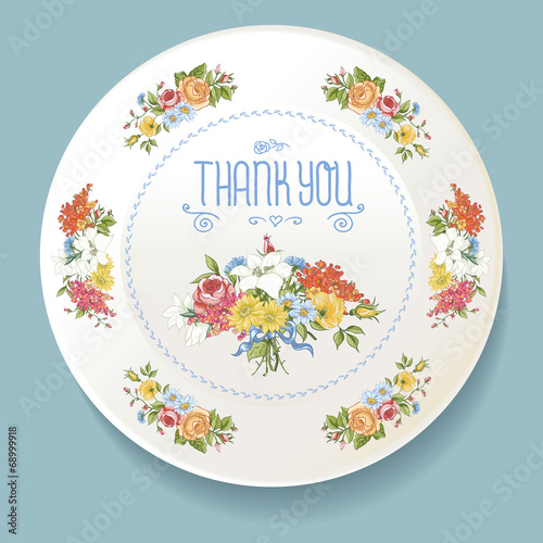 Baroque bouquet of wildflowers on white plate