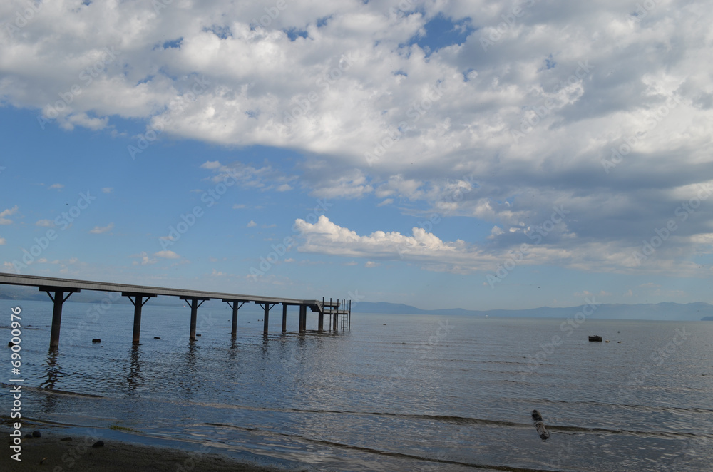 Pier on the shore of lake Tahoe, California