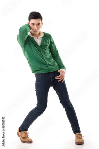 Asian guy with dramatic pose