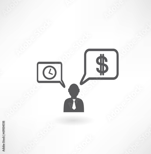 person thinks about money and watch icon