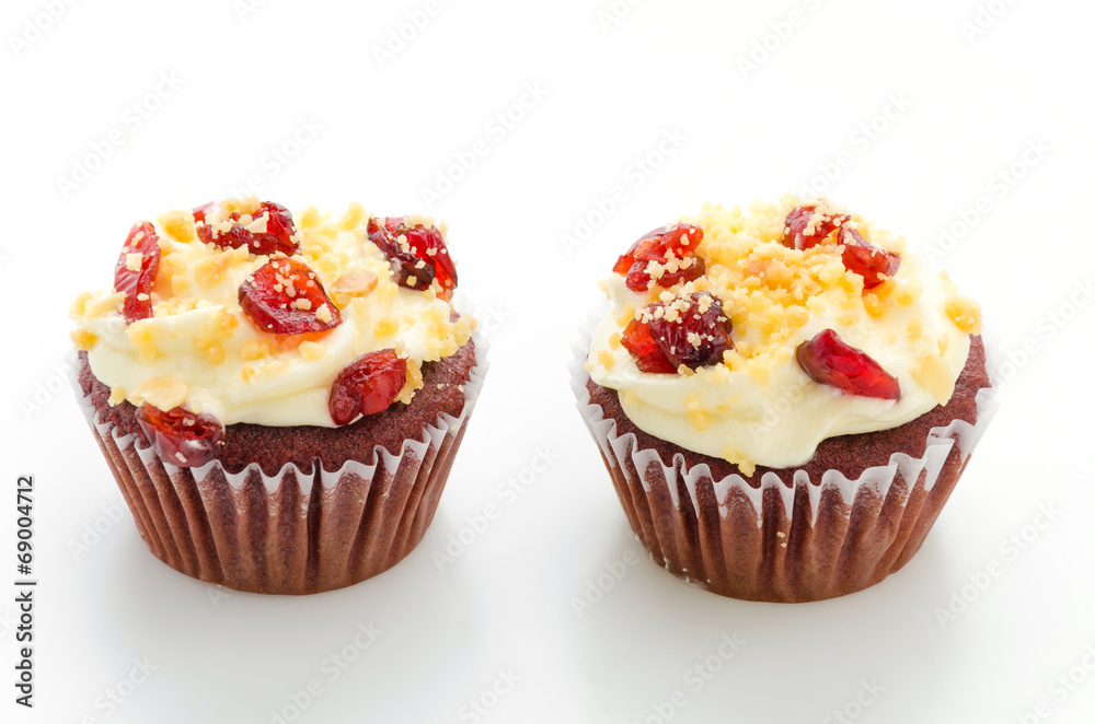 Red cupcake velvet isolated white background Red cupcake velvet isolated white background