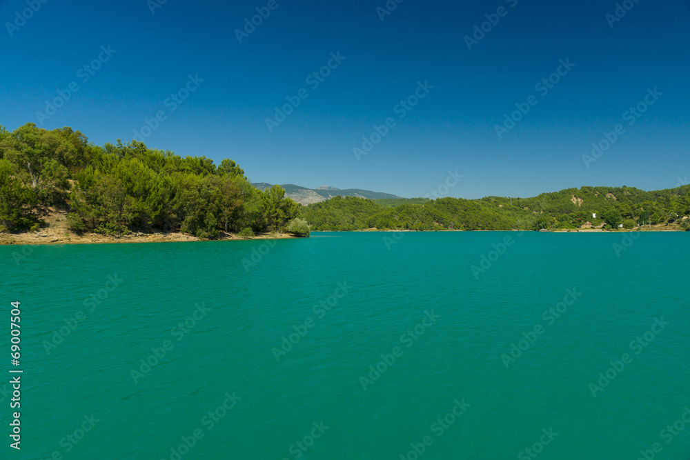 Green lake in the Taurus Mountains. Oymapinar. Antalya Province.