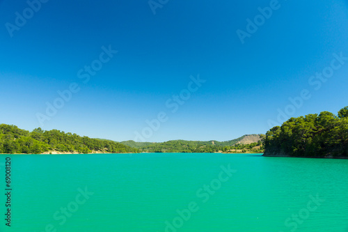 Green lake in the Taurus Mountains. Oymapinar. Antalya Province