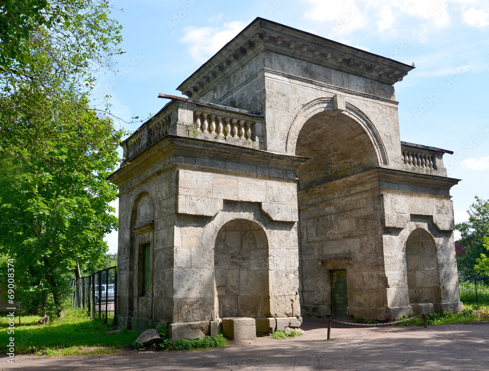 Birch gate in Palace park of Gatchina