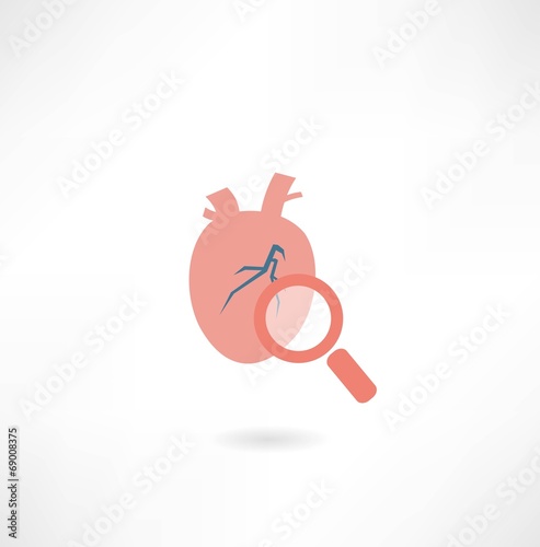 heart under a magnifying glass icon