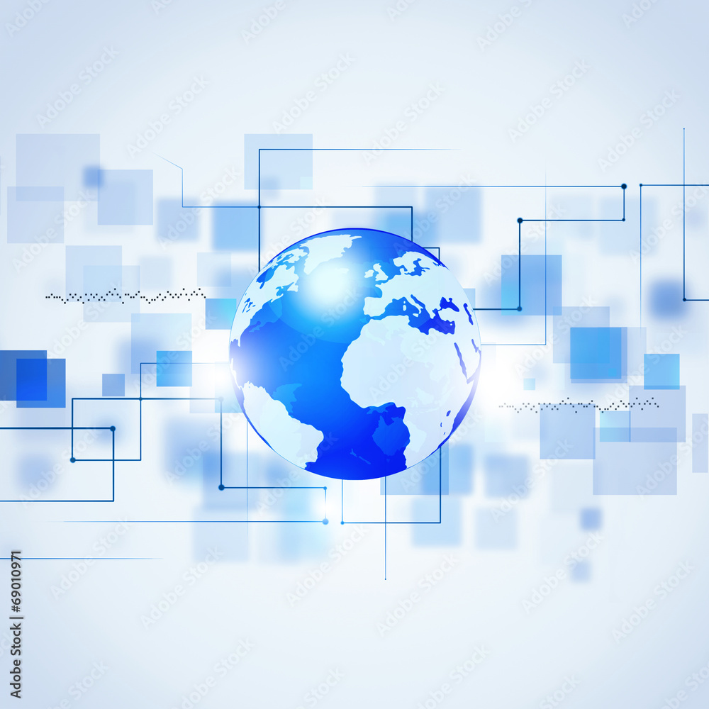Global Connections Blue Technology Background Global Connections Blue Technology Background