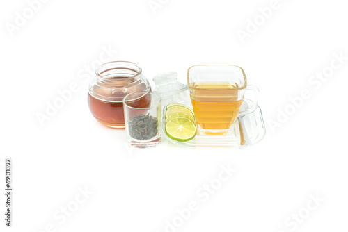 glass cup with tea