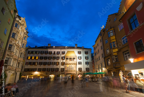 Wahrzeichen von Innsbruck, Goldenes Dachl, zur blauen Stunde  photo