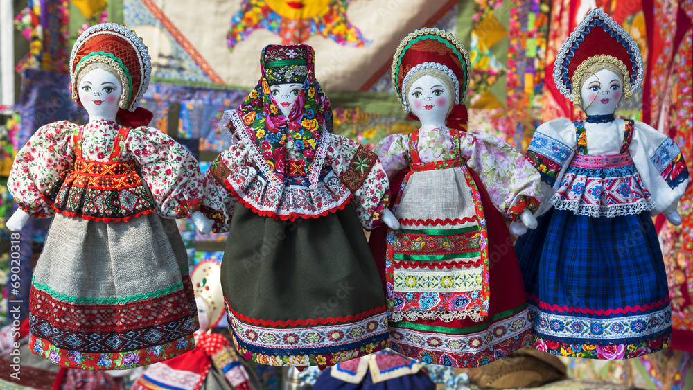 linen doll in Russian national dress